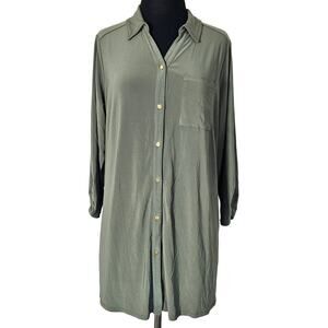 Roz & Ali buttoned tunic shirt green olive sz 1X